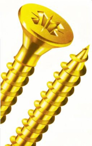 Reisser R2 countersunk yellow chipboard screws - 5.0mm (200 pack)