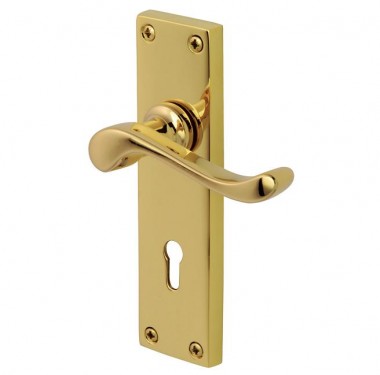 Architectural scroll lever lock - stainless brass