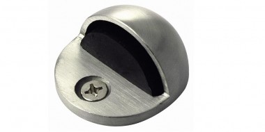 Oval hooded door stop - satin stainless steel