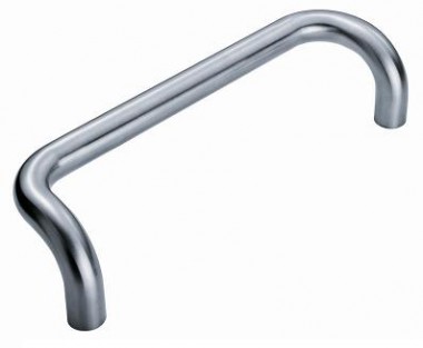 Cranked pull handle - satin stainless steel