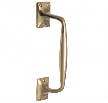 Pub style pull handle 254mm - polished brass