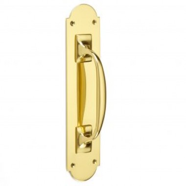1651R Pull Handle on Shaped Plate-4 finishes