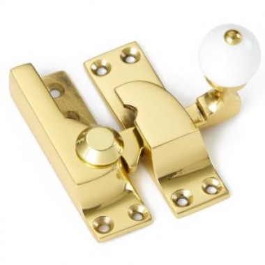 4150 Large Straight Arm Sash Fastener (White Knob) - various finishes