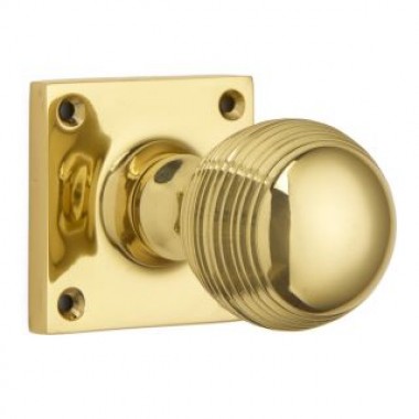 6346SQ Reeded Mortice Knob on Square Rose - 5 finishes