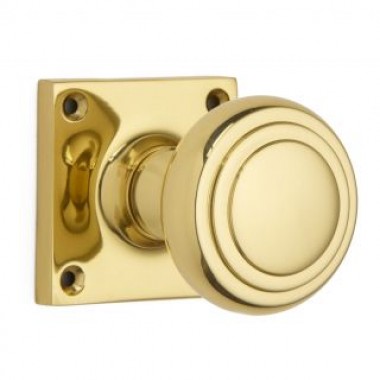 6348SQ Stepped Cushion Mortice Knob on Square Rose - 3 finishes