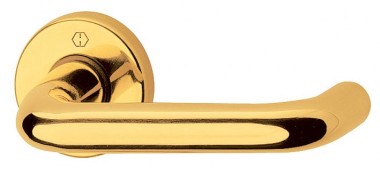 Return to door lever on rose - polished brass